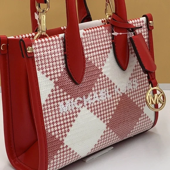 Michael Kors Mirella Extra-Small Logo Crossbody XBODY Shopper Bag Bright Red NWT - Picture 12 of 16